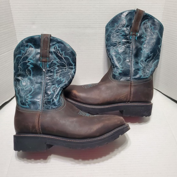 J.B DILLON JBR1115 Men's Boots Size10 D Cowboy Western Leather  Square Toe - Picture 1 of 9